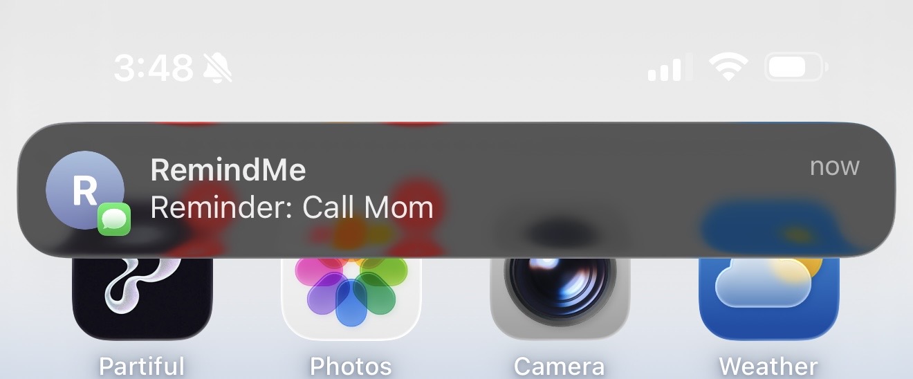 Reminder notification: Call Mom